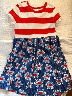 Hanna Andersson Red, White & Blue Daisy Knit Dress